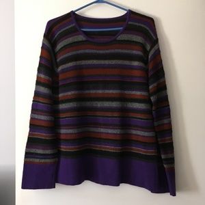 IRIS VON ARNIM Italy 100% Cashmere Mixed Knits Patterned Crew Sweater L